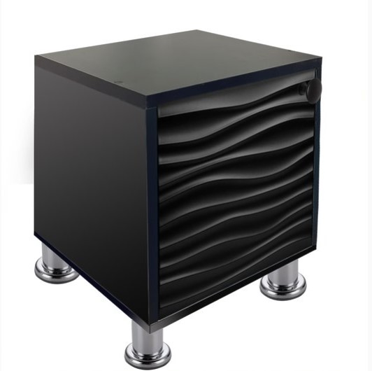 Buro Recamara Mueble Luz Led Ensamblado Negro Minimalista.