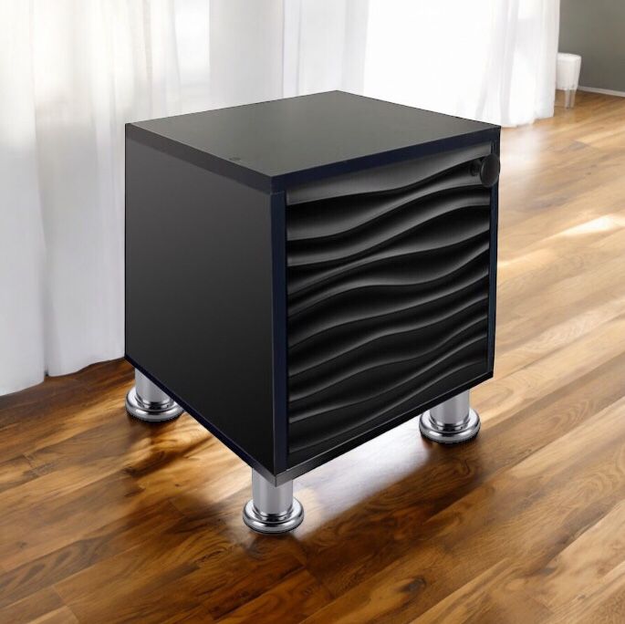 Buro Recamara Mueble Luz Led Ensamblado Negro Minimalista.