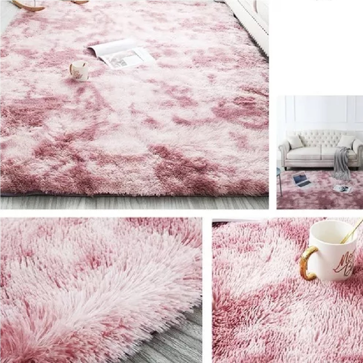 Alfombra Decorativa Sala De Estar Y Dormitorio 120 X 160 Cm Rosa.