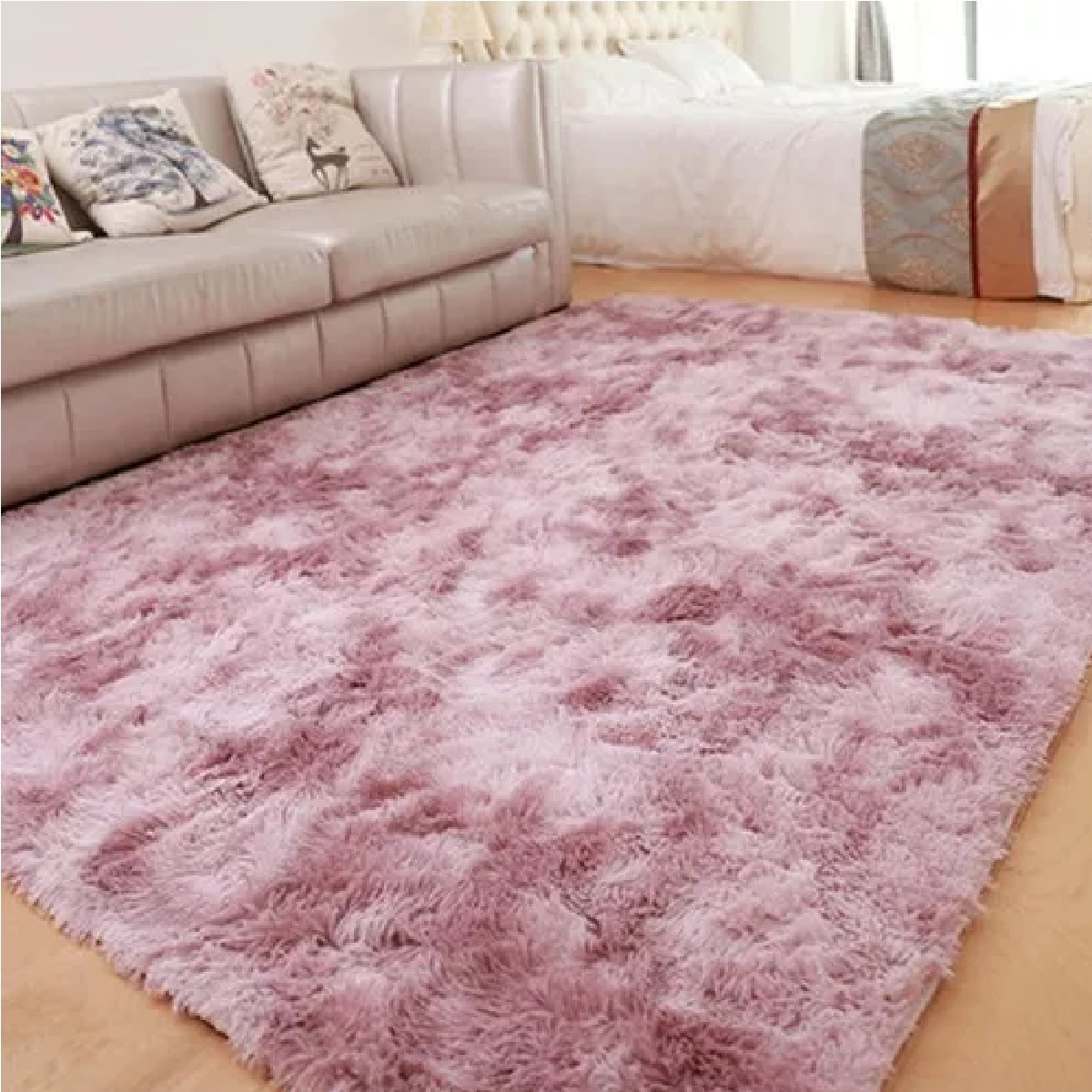 Alfombra Decorativa Sala De Estar Y Dormitorio 120 X 160 Cm Rosa.