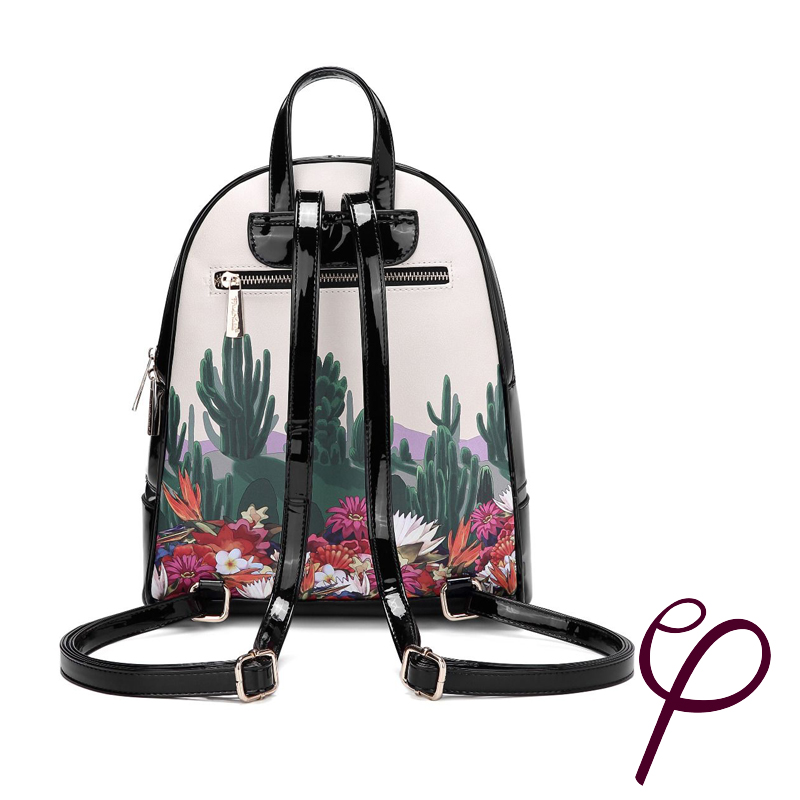 Mochila de charol c/ monedero Frida Kahlo Cactus.