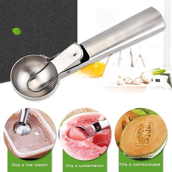 A Slzhds 2 Pcs Cuchara de Helado Acero Inoxidable, Cuchara para Helado y Congelados, 7 Pulgadas, Para Helados, Puré de Papas, Frutas, Diseño Ergonómico, Ideal para Cocina, Pastelerías.