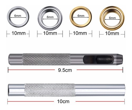 Kit De Ojales Lona Prenda, 400 Piezas De Arandelas Latón 6mm.