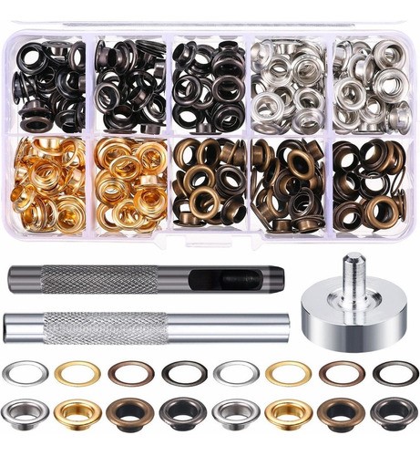 Kit De Ojales Lona Prenda, 400 Piezas De Arandelas Latón 6mm.