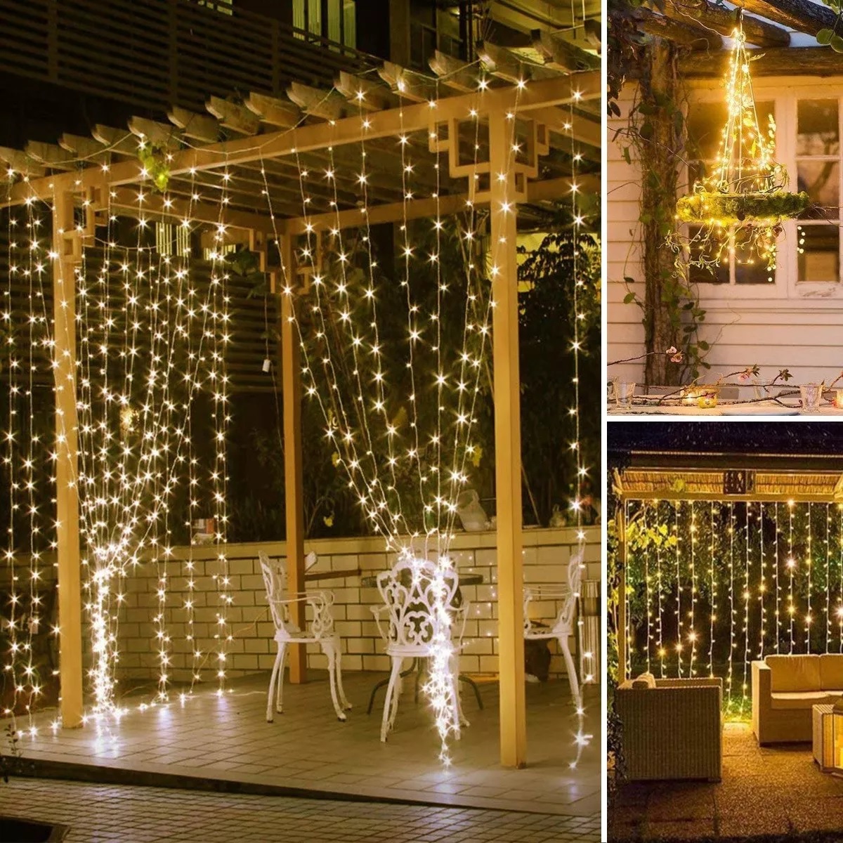 Cortinas Serie Luces 300 Led Decorativas Usb 3x3m 2 Piezas.