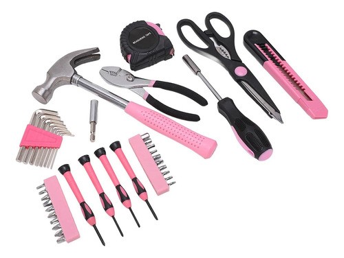 Juego De Herramientas 39 Pzas Rosa Set Reparación Doméstica.