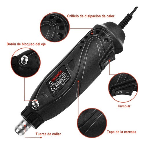 Mini Taladro De Pulido Mototool Goxawee Con 115 Pzas Potencia 18 W.