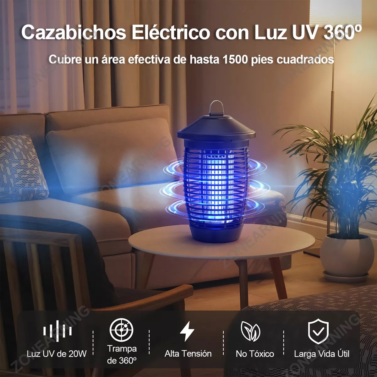 Lámpara Para Matar Mosquitos Ipx4 Impermeable 4000v 20w 2m.