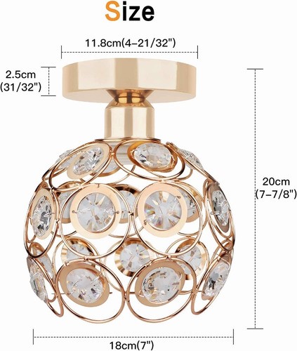 Lámpara Colgante Lámpara De Techo Cristal Metal Moderna dorada.