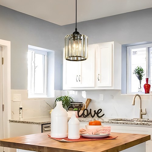 Lámpara Colgante Techo Cristal Moderna Decorativas 3 Piezas Redondo negro.