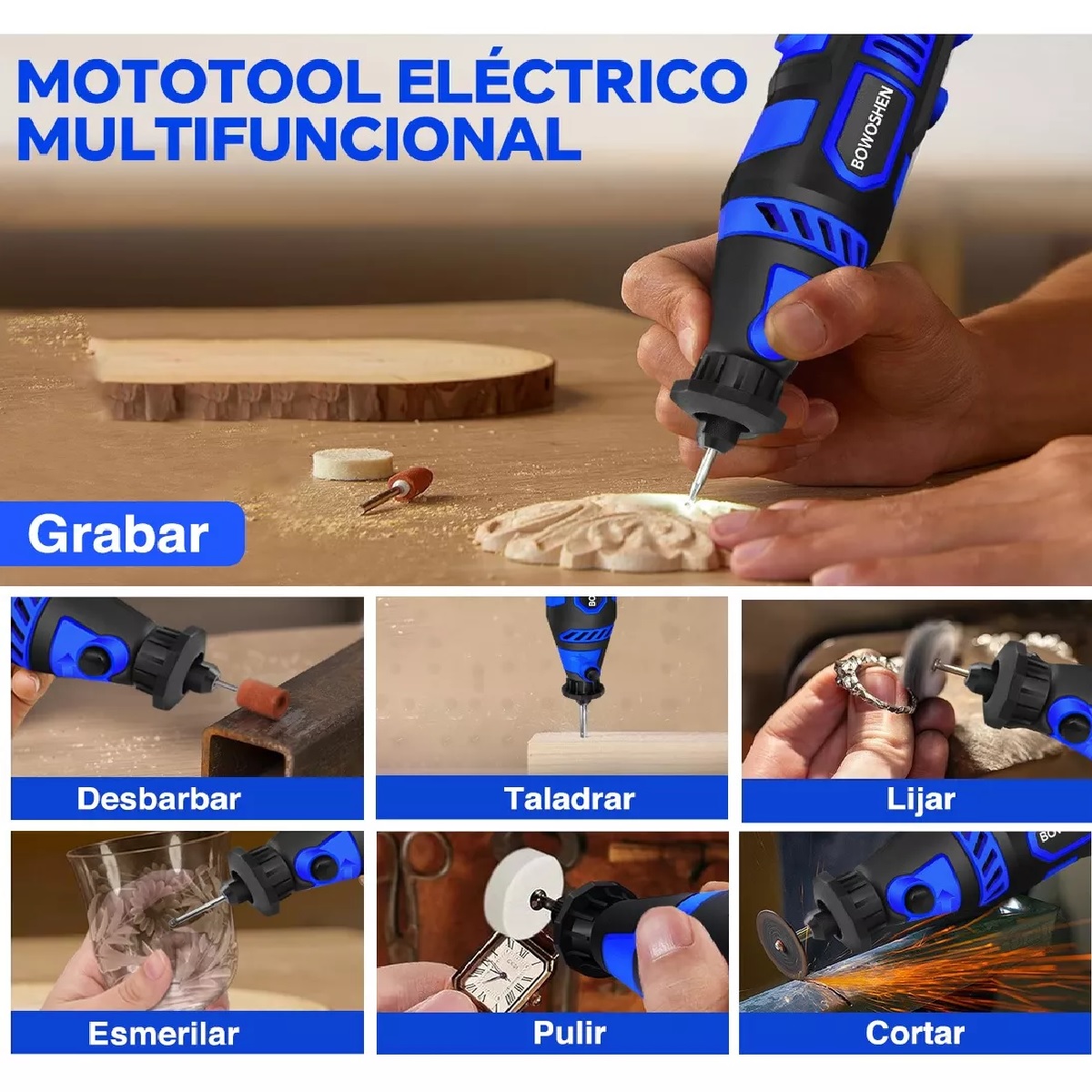 Mini Taladro Para Cortar Lijar Pulir Eléctrica Mototool .