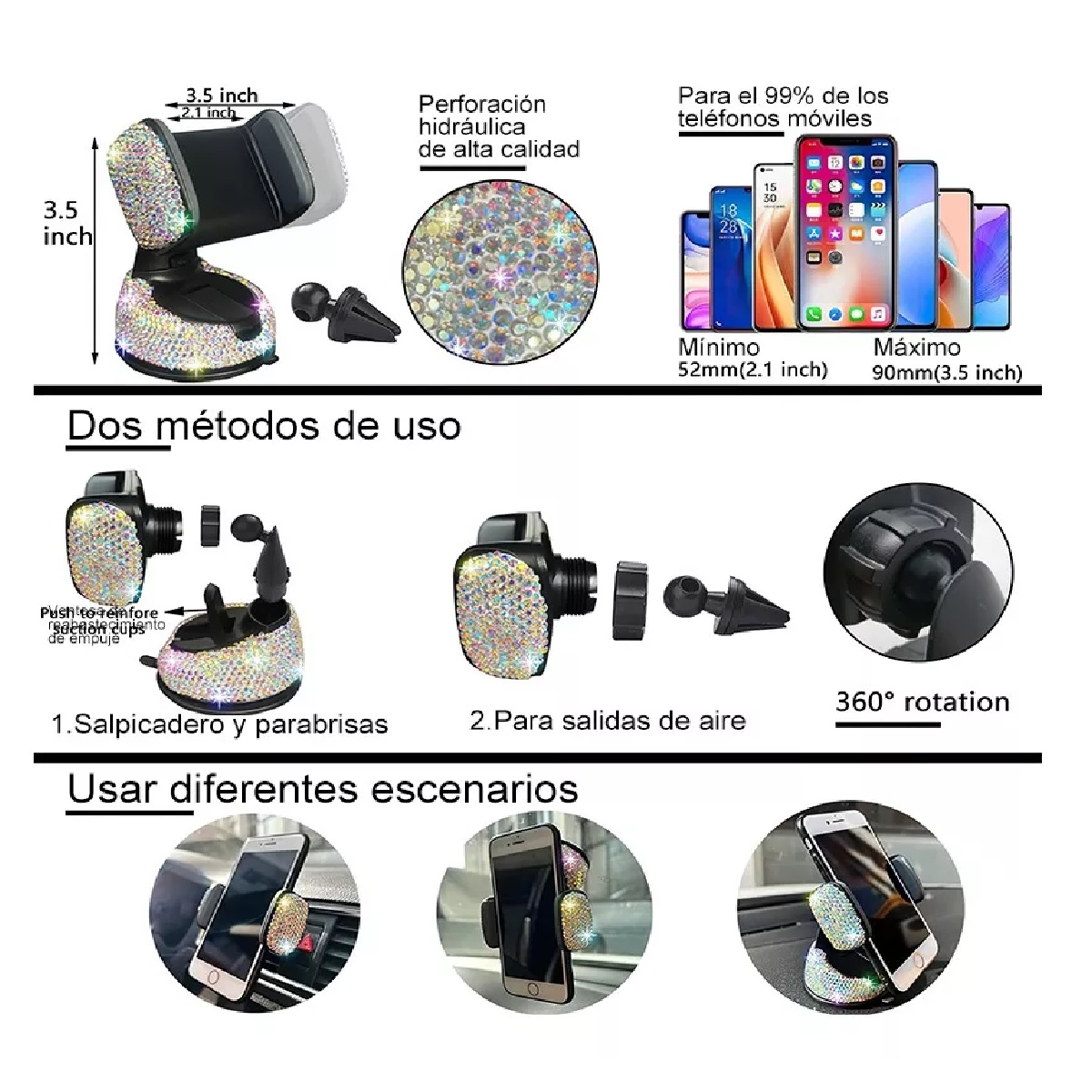 Funda De Volante Con Accesorios De Mujer Para Auto, 19 Pzas Colorful Diamond.