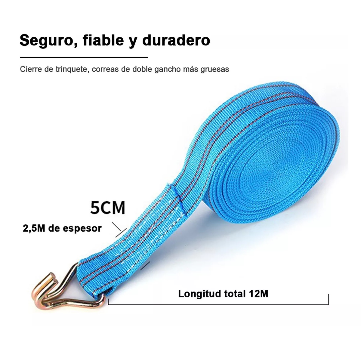 Eslinga Cinta De Amarre Con Matraca 5.5cmx 12m Máxima 3000kg.
