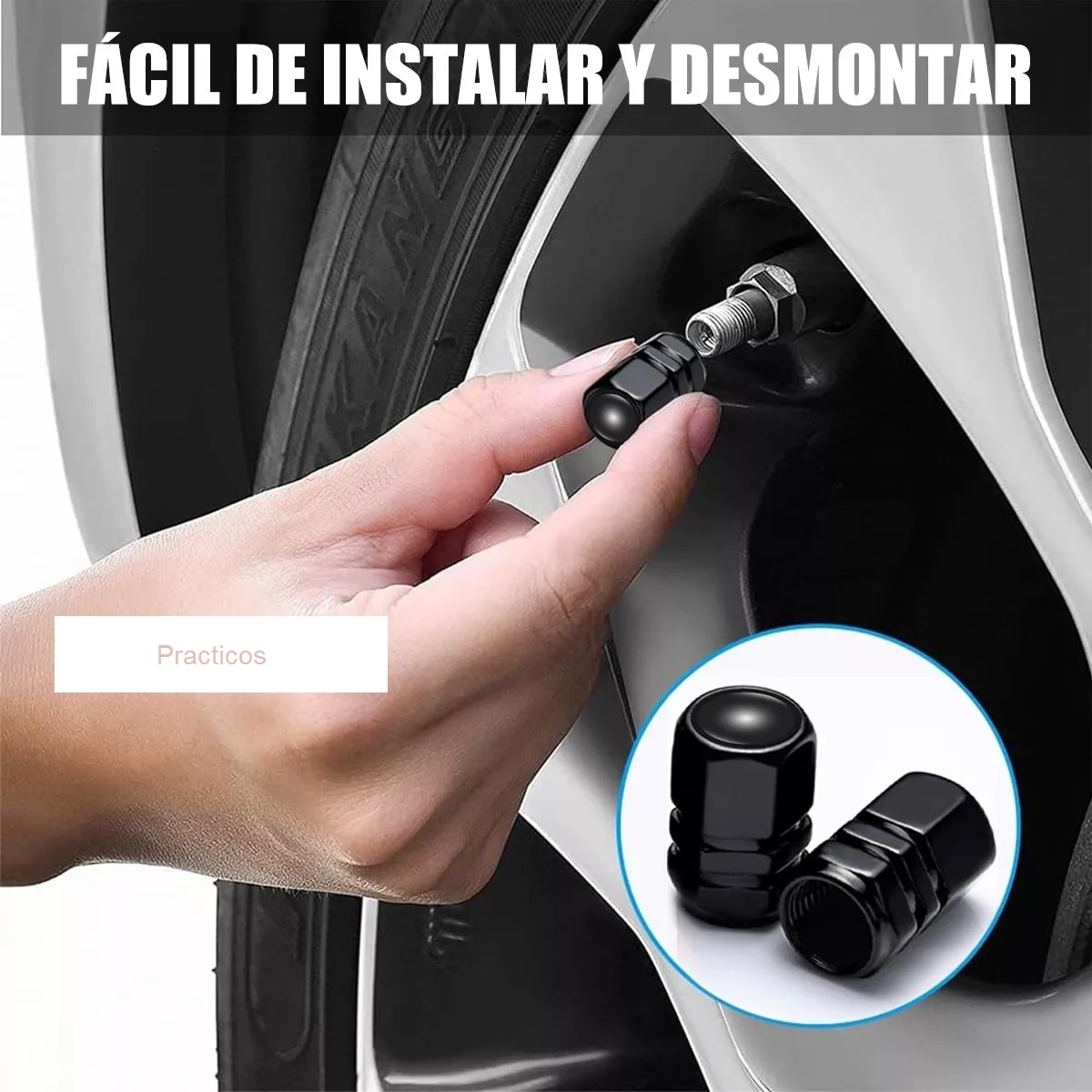 Kit 16pzs Tapones Para Llantas Aluminio Valvula Cubre Auto Moto Negro.