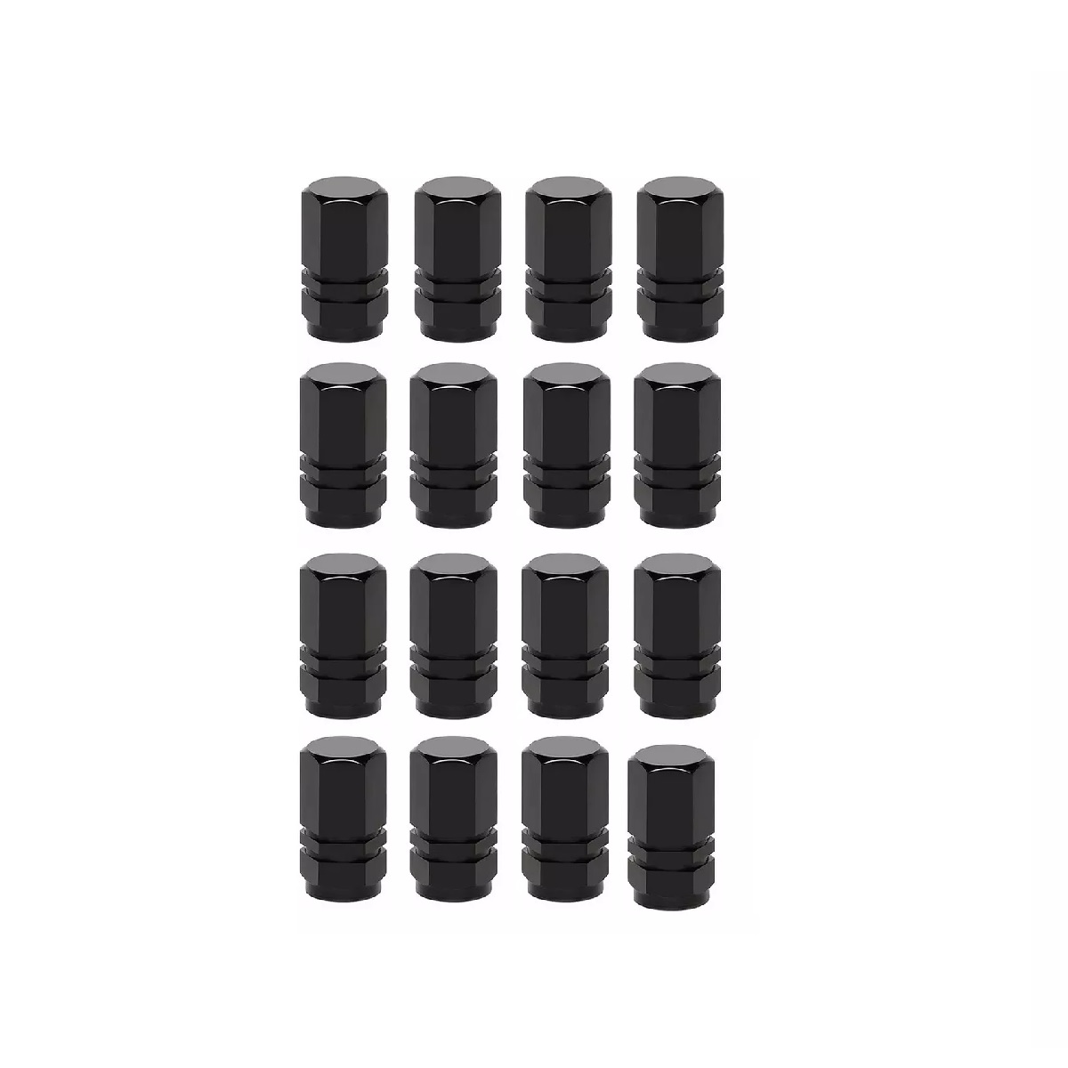 Kit 16pzs Tapones Para Llantas Aluminio Valvula Cubre Auto Moto Negro.