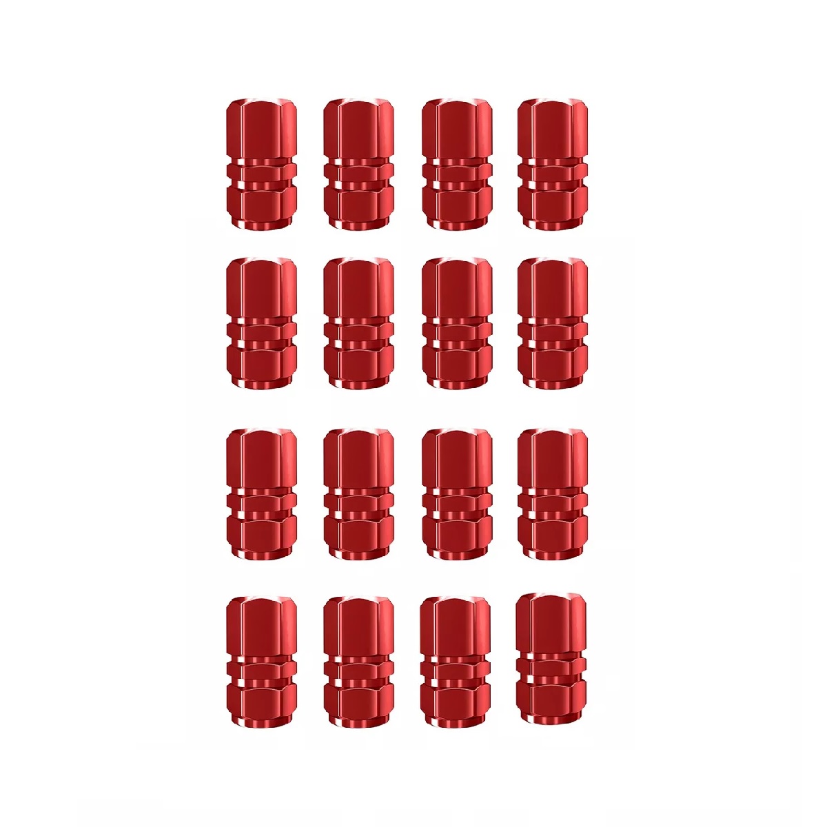 Kit 16pzs Tapones Para Llantas Aluminio Valvula Cubre Auto Moto Rojo.