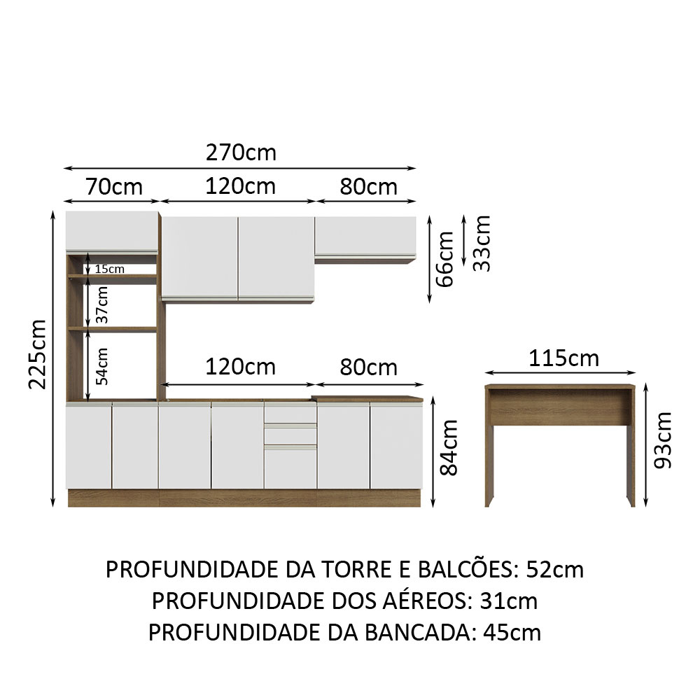 Cocina Integral Completa Modular Madesa Glamy 315cm MB 02.