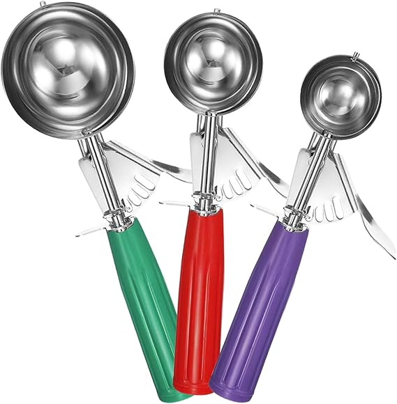 A GuDoQi Cucharas de Helado, 3 Tamaño (4cm 5cm 6cm), Acero Inoxidable de Grado Alimenticio, Cucharas para Excavar Fruta, Bolitas de Espinaca, Cuchara para Magdalena, Helados DIY.