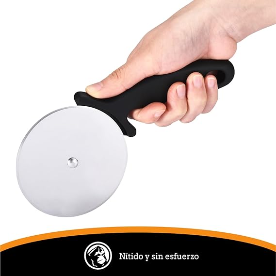 A Mountain Grillers Rueda Cortadora de Pizza - Cuchillo Rodillo para Pizza de Acero Inoxidable - Hoja de Acero Afilada - Resistente al Óxido, Mango Cómodo y Apto para Lavavajillas.