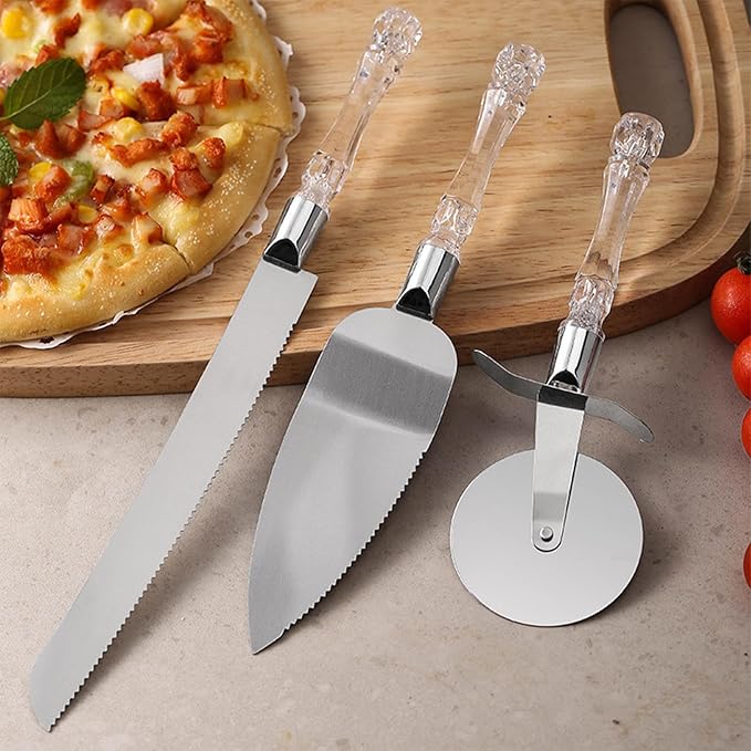 A Cortador de pizza, juego de corte de pasteles para bodas - Juego de cortadores de pasteles Rueda cortadora de pasta con mango de - Cortadora de pizza versátil, utensilios de cocina de acero inoxidable.