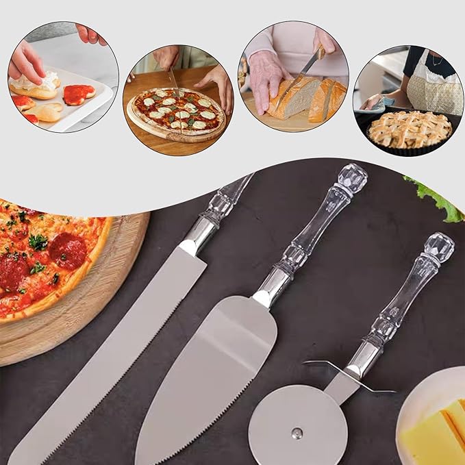 A Cortador de pizza, juego de corte de pasteles para bodas - Juego de cortadores de pasteles Rueda cortadora de pasta con mango de - Cortadora de pizza versátil, utensilios de cocina de acero inoxidable.