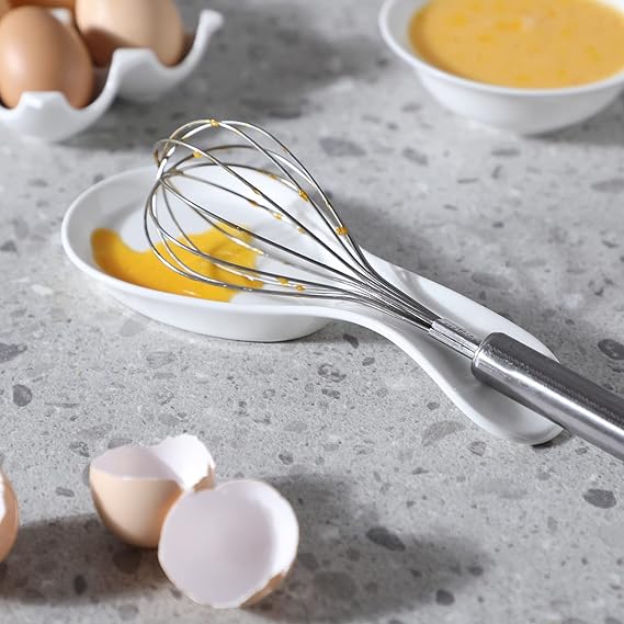 A Soporte de cuchara de porcelana GDCZ para utensilios de cocina, soporte de cuchara de cerámica, 9 pulgadas (blanco).