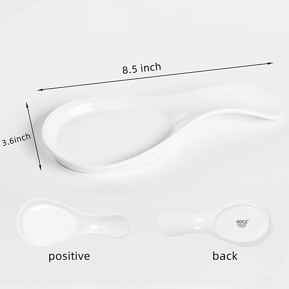 A Soporte de cuchara de porcelana GDCZ para utensilios de cocina, soporte de cuchara de cerámica, 9 pulgadas (blanco).