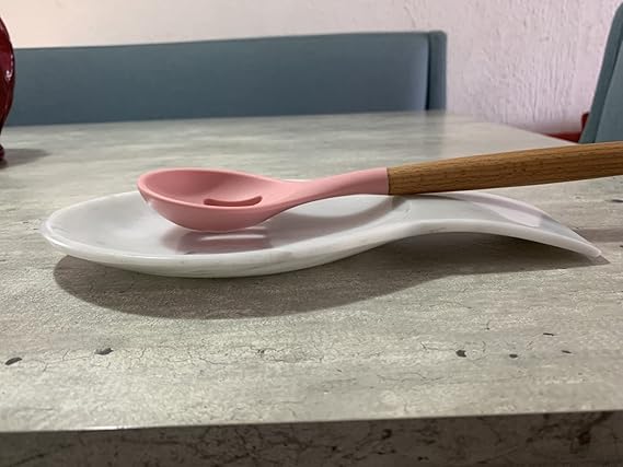 A Airam Home Posacucharas, Soporte para cucharas de cocina de Mármol natural, Blanco Bego..