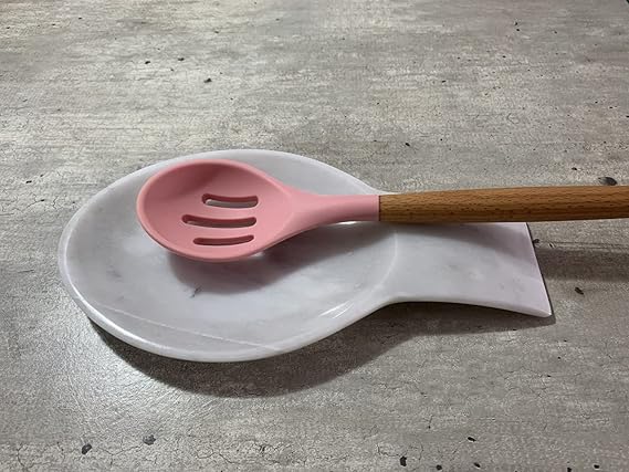 A Airam Home Posacucharas, Soporte para cucharas de cocina de Mármol natural, Blanco Bego..