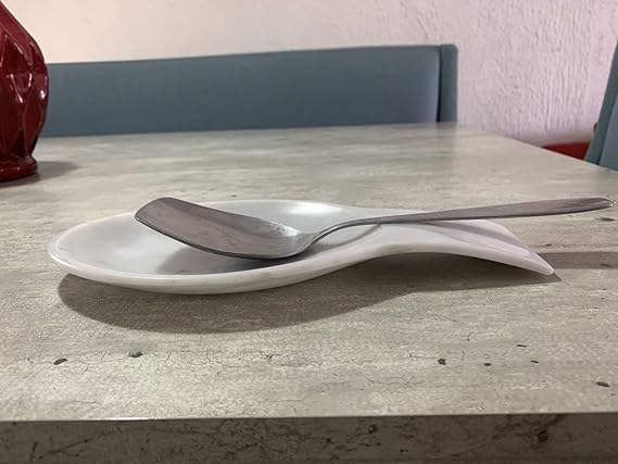 A Airam Home Posacucharas, Soporte para cucharas de cocina de Mármol natural, Blanco Bego..
