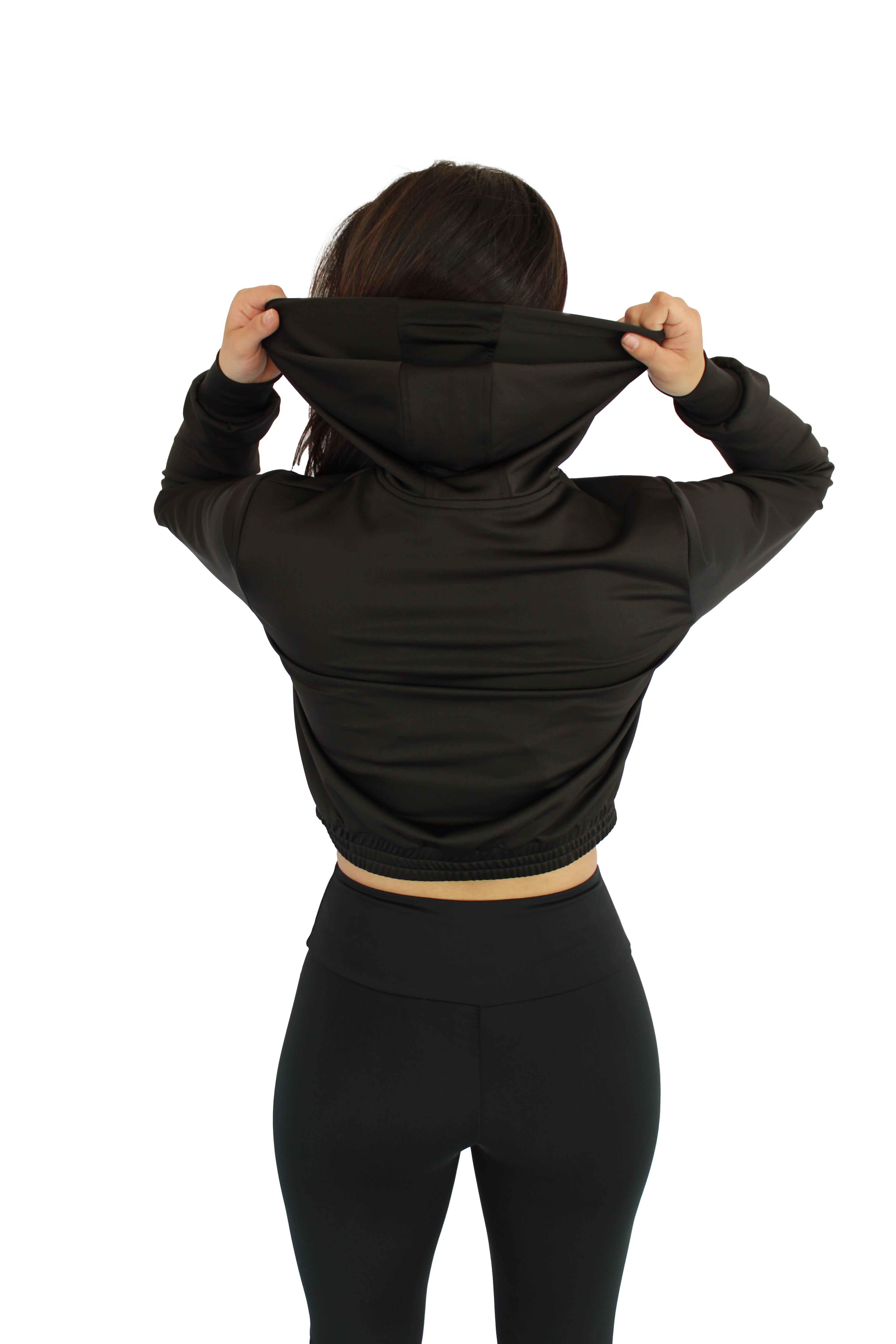 Sudadera crop top negra para dama .