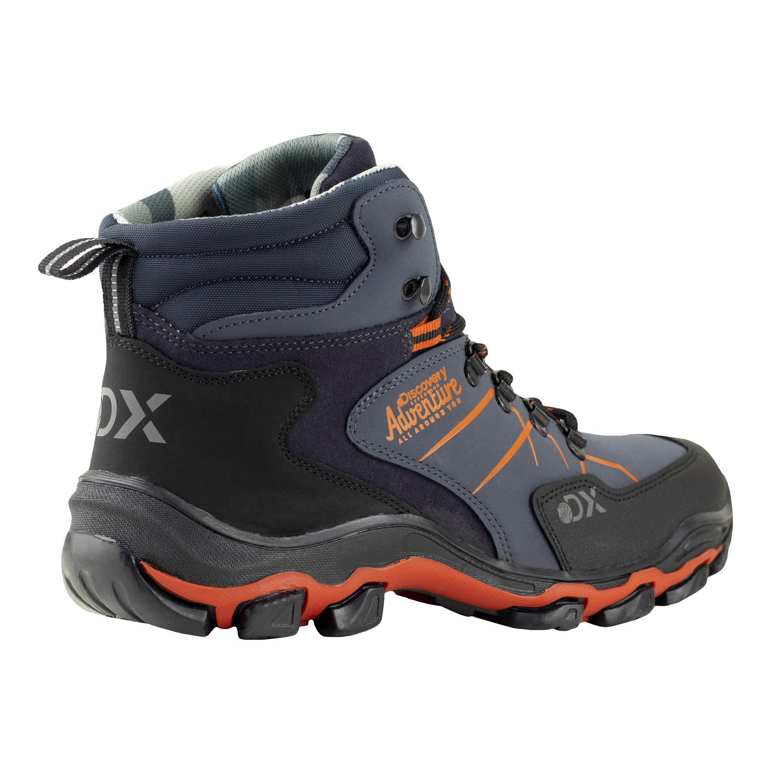 Botas Para Hombre Aventura Tipo Camping Senderismo Discovery 2383 Azul Naranja.