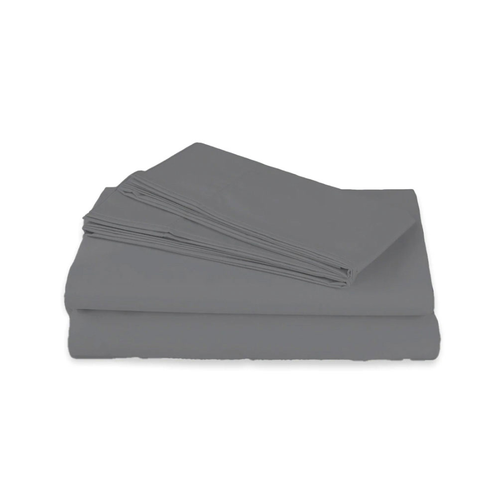 Colchón Spring Air Marte individual con box gris, protector, sábanas, almohada y edredón..