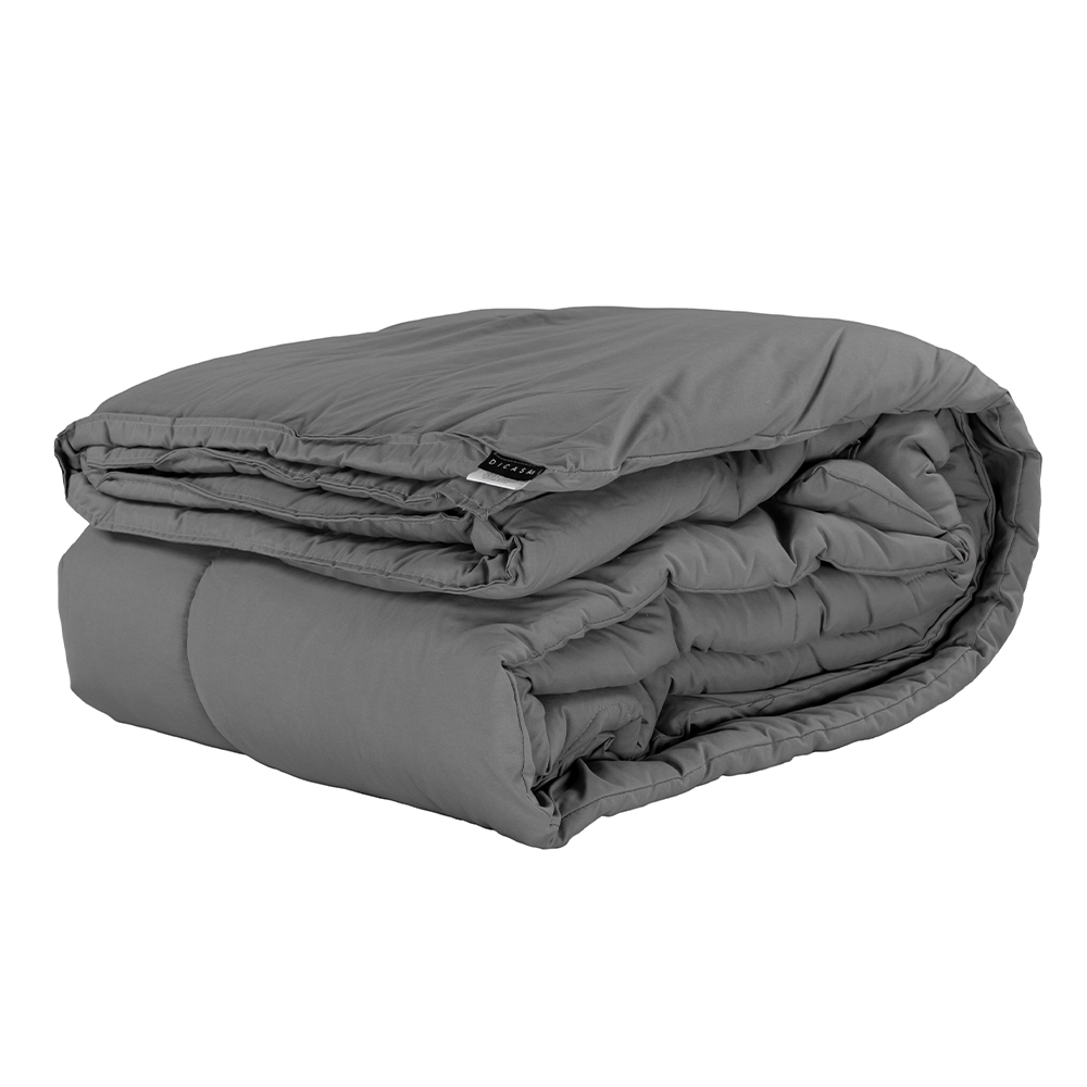 Colchón Spring Air Marte individual con box gris, protector, sábanas, almohada y edredón..