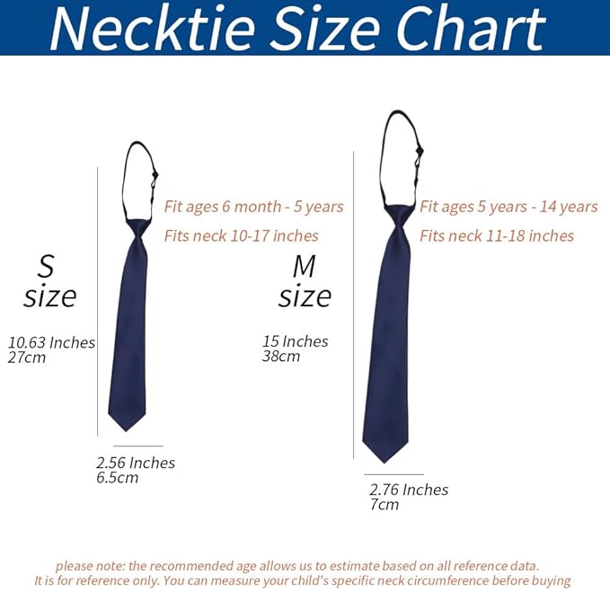 2 piezas de corbata tejida ajustable con cierre previa para niños y niñas, corbata de color sólido para niños, uniformes formales de boda y graduación escolares, Azul oscuro, M(age 5 years -14 years).