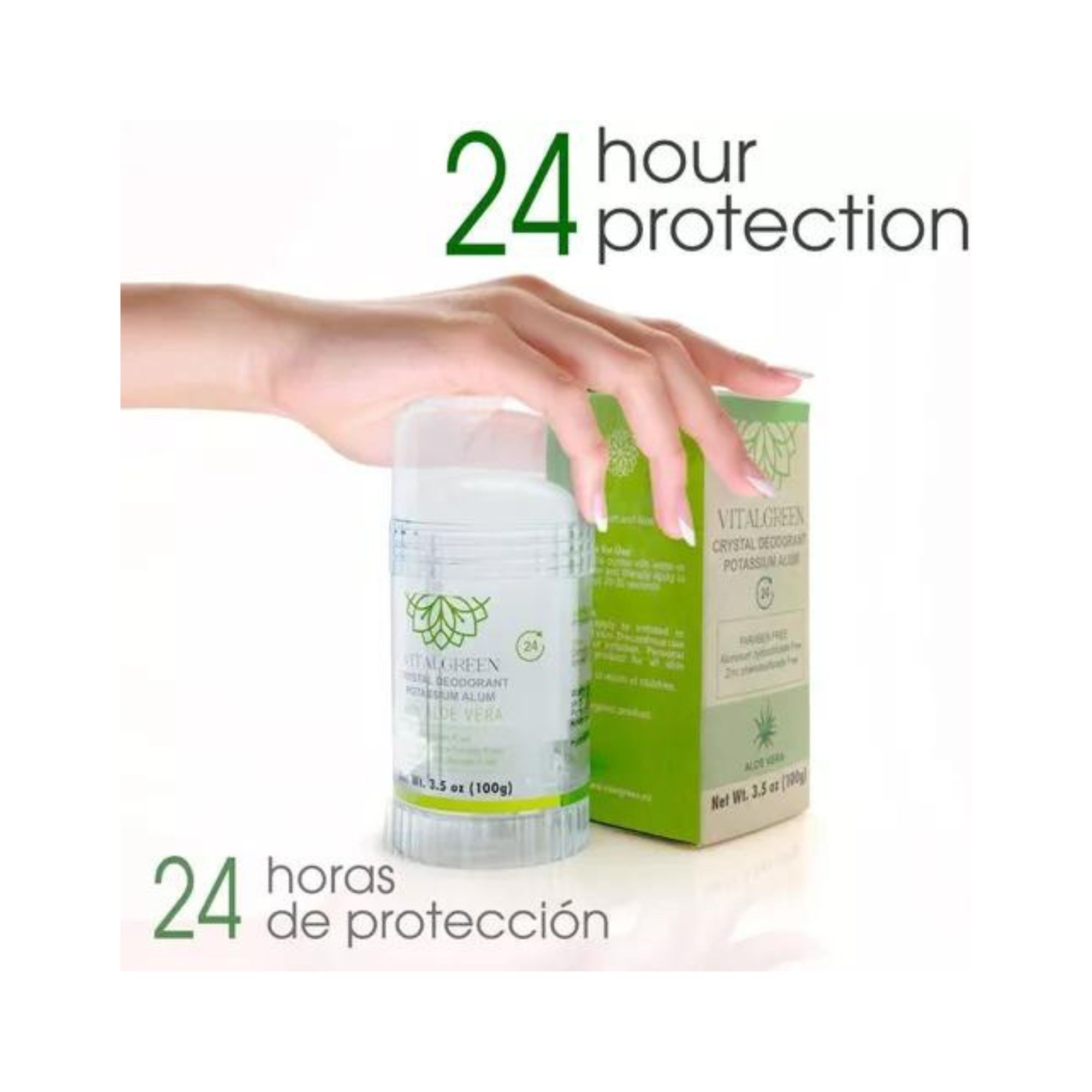 2 Pack Desodorante Cristal Alumbre Con Aloe Vera 100g Vital Green.