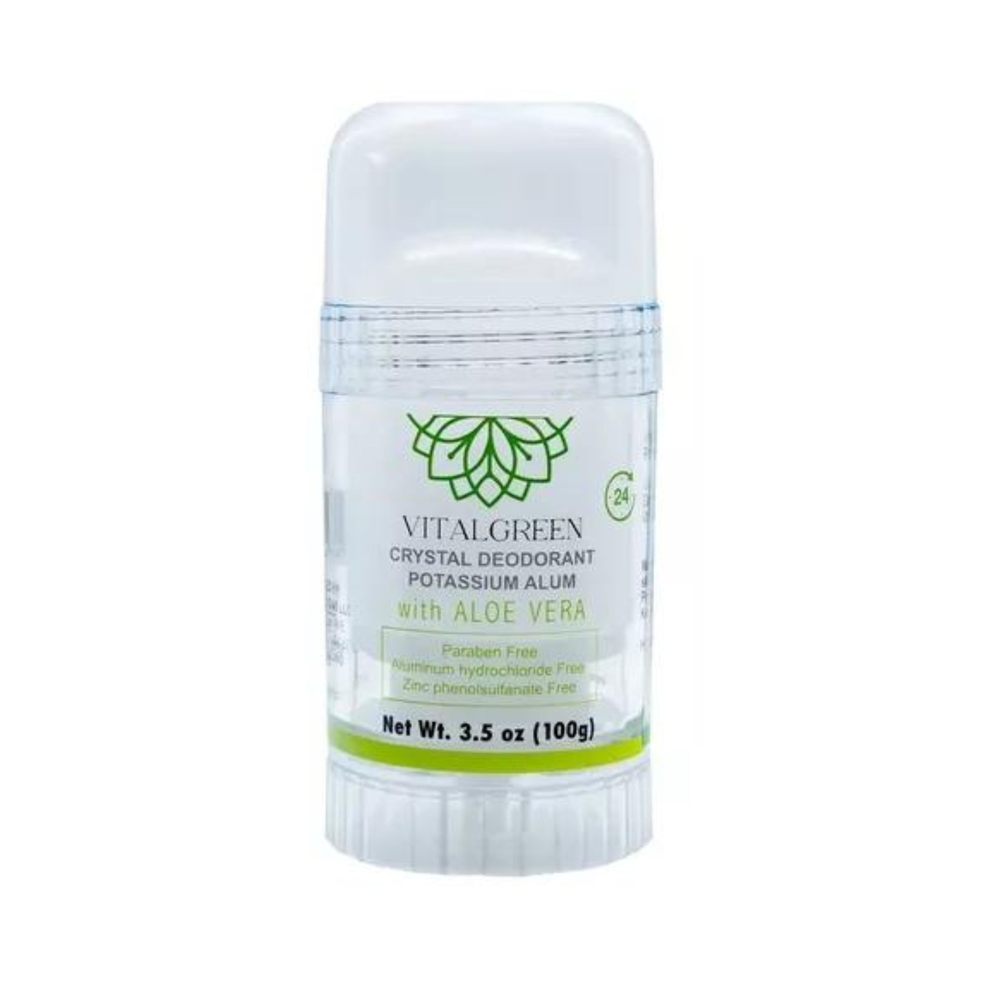 2 Pack Desodorante Cristal Alumbre Con Aloe Vera 100g Vital Green.