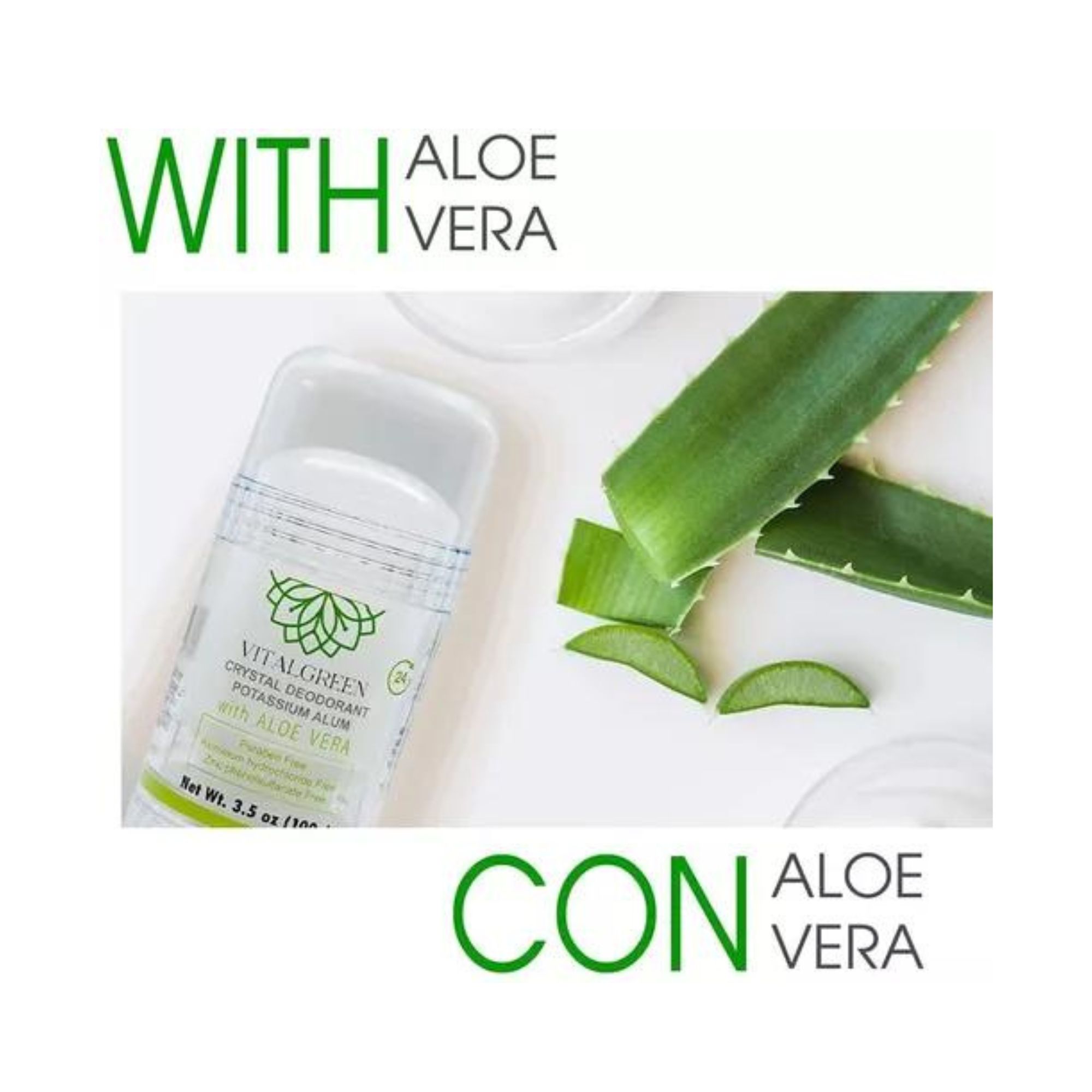 2 Pack Desodorante Cristal Alumbre Con Aloe Vera 100g Vital Green.