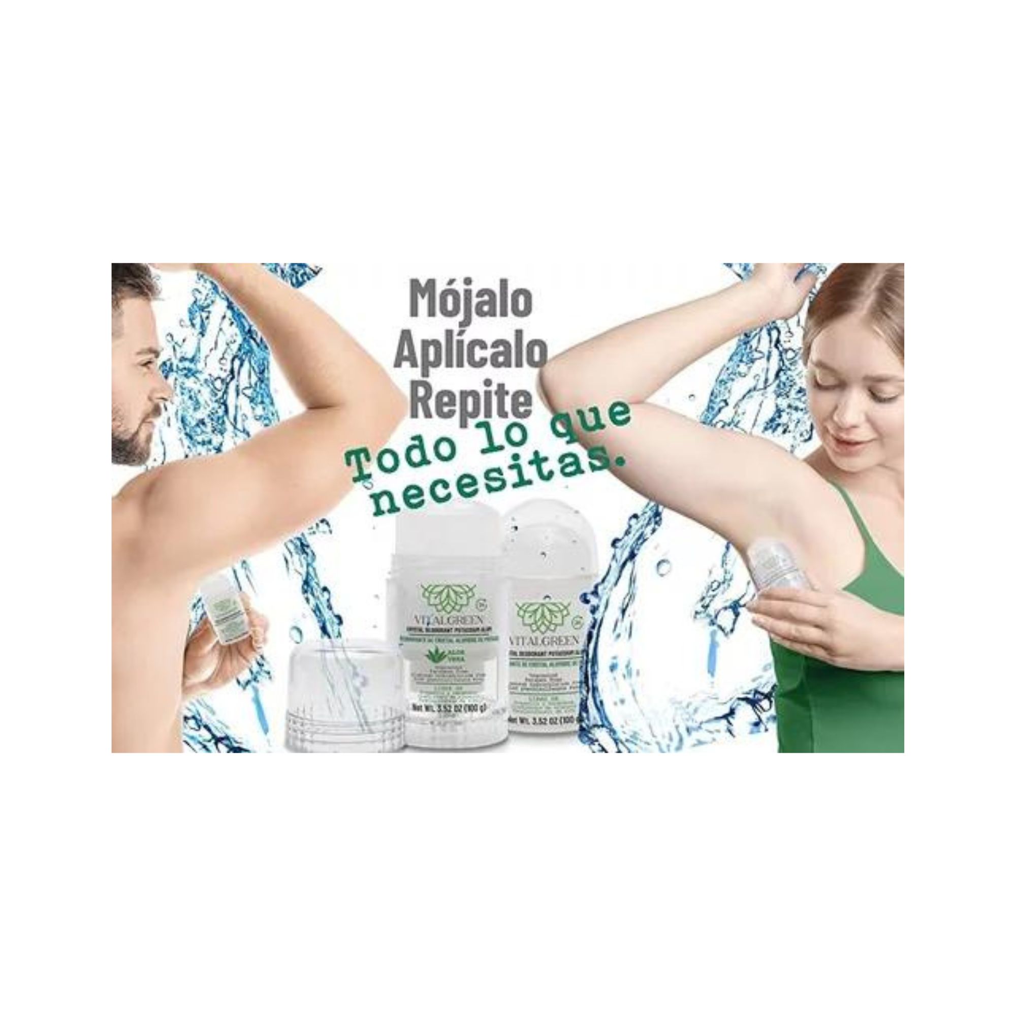 2 Pack Desodorante Cristal Alumbre Con Aloe Vera 100g Vital Green.