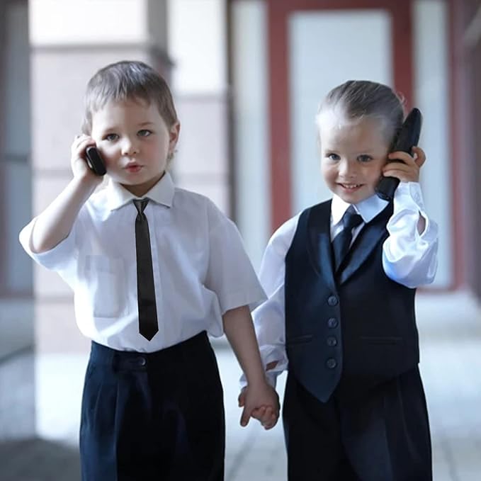 Yolev - Corbata de cierre negra para niño, corbatas con clip, uniforme sólido preatado, correa ajustable para el cuello para boda, graduación, B, X.