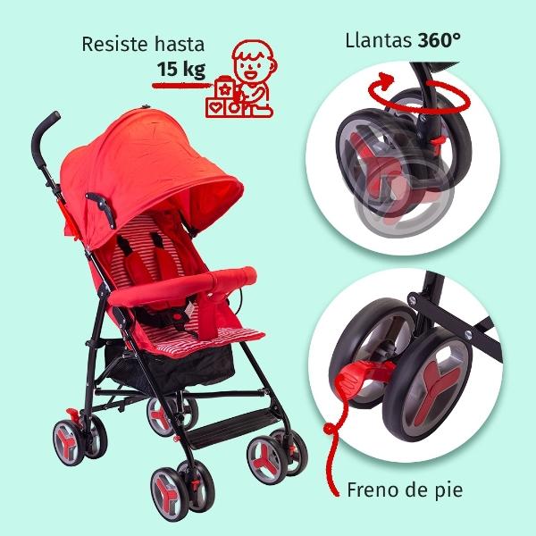 Carriola De Bastón Para Bebé D Bebé Aerostar Reclinable Gris