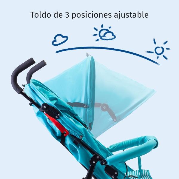 Carriola De Bastón Reclinable Starkids Andrómeda Plegable Verde Rayada