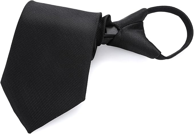 Yolev - Corbata de cierre negra para niño, corbatas con clip, uniforme sólido preatado, correa ajustable para el cuello para boda, graduación, B, X.