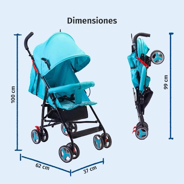 Carriola De Bastón Reclinable Starkids Andrómeda Plegable Verde Rayada