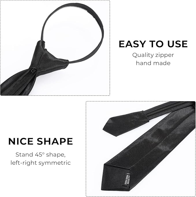 Yolev - Corbata de cierre negra para niño, corbatas con clip, uniforme sólido preatado, correa ajustable para el cuello para boda, graduación, B, X.