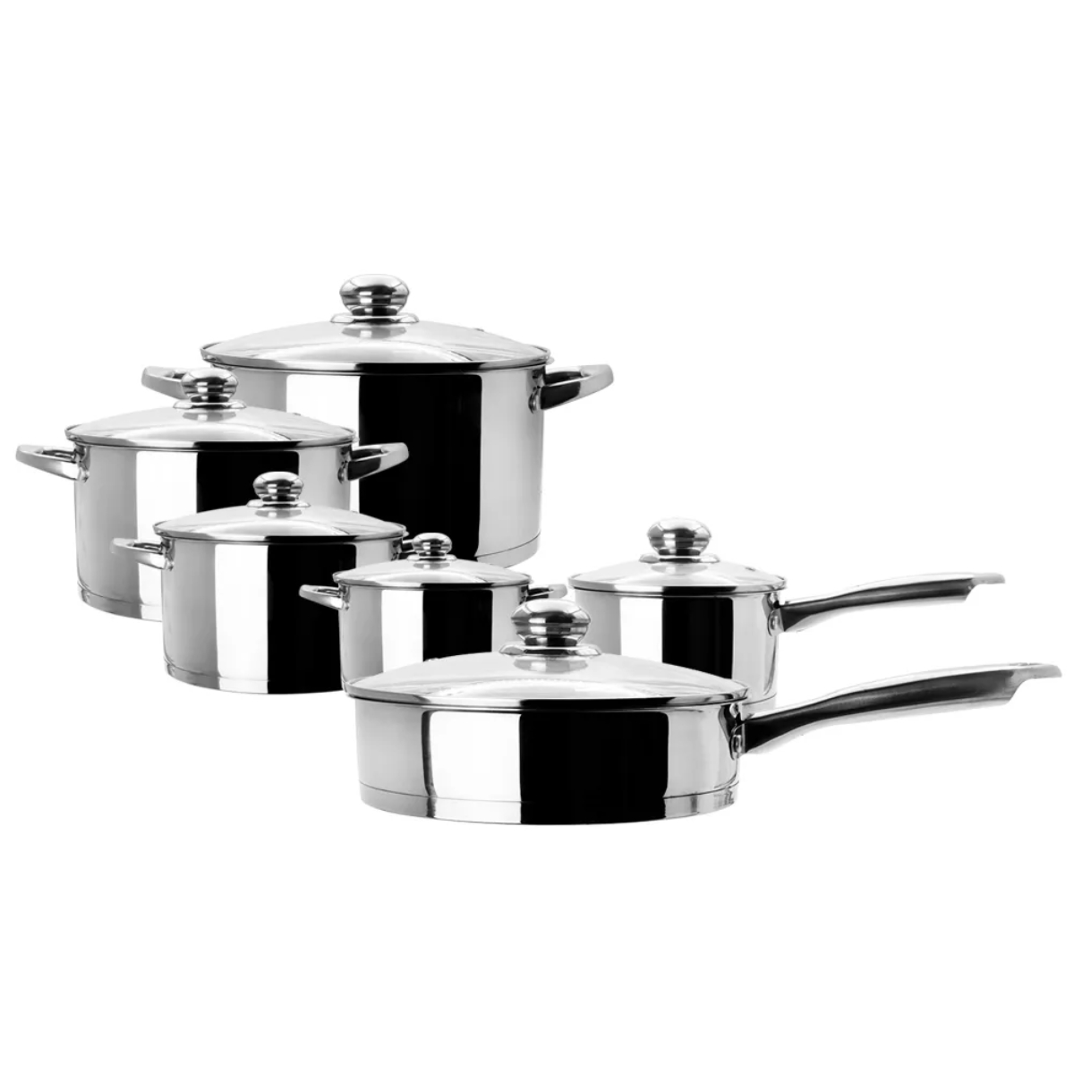 Batería de Cocina Premium Qualité 12 Piezas Acero Inoxidable Tapas de Vidrio.