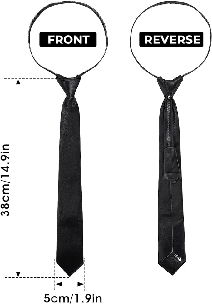 Yolev - Corbata de cierre negra para niño, corbatas con clip, uniforme sólido preatado, correa ajustable para el cuello para boda, graduación, B, X.