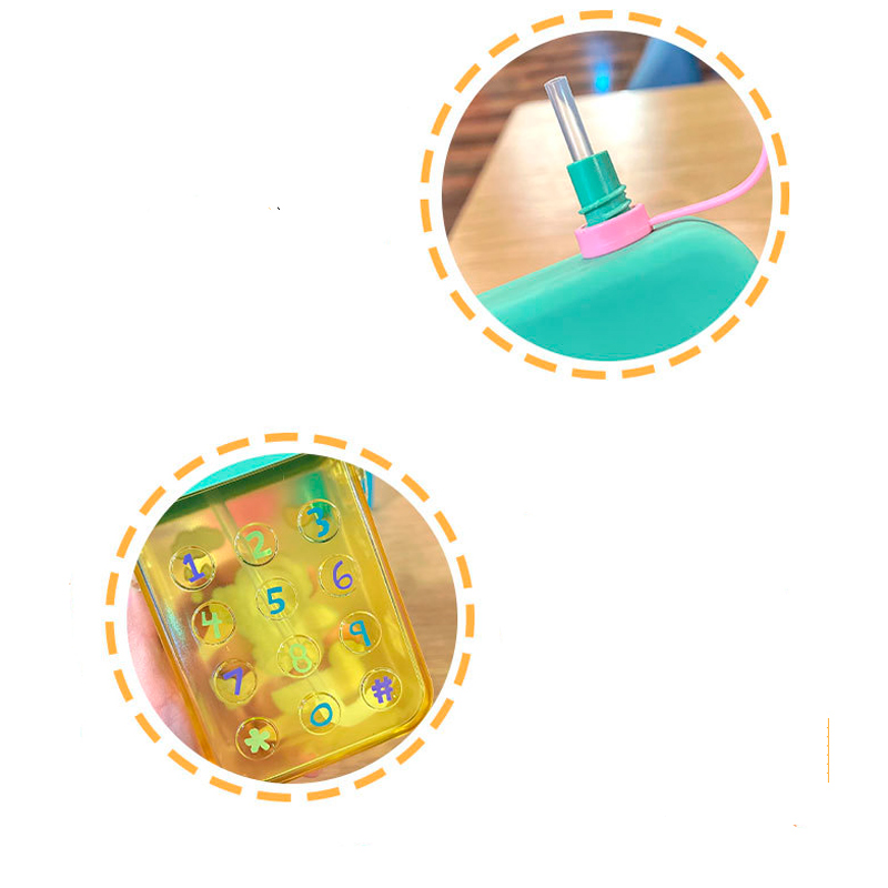 Cantimplora Niños Celular Correa Escuela Agua Botella 300ml Verde .
