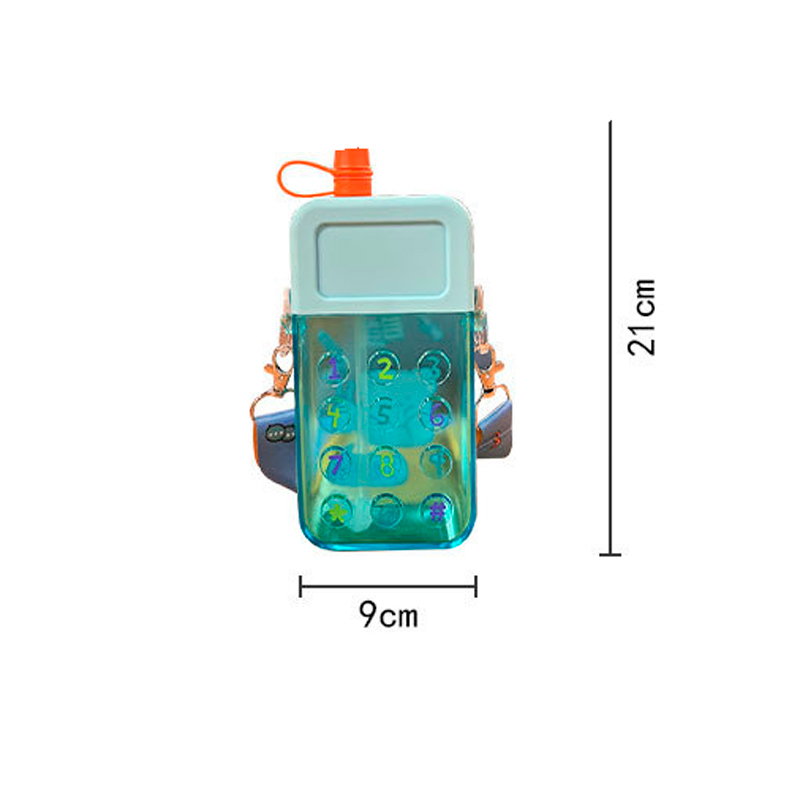 Cantimplora Niños Celular Correa Escuela Agua Botella 300ml Verde .