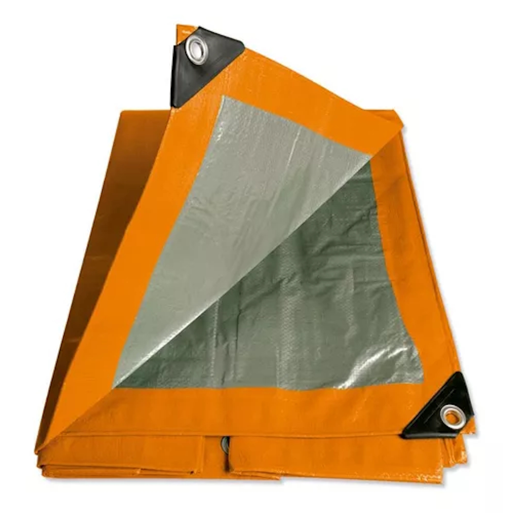 Lona Impermeable Polietileno 4.8 X 6.09m Naranja Fondo Plata.